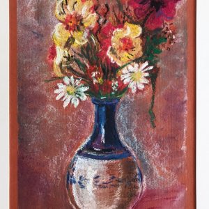 Bouquet in blue patterned vase