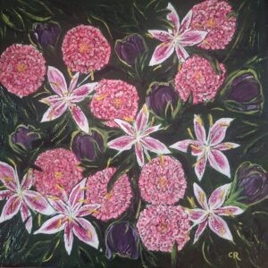 Where petals whisper in green