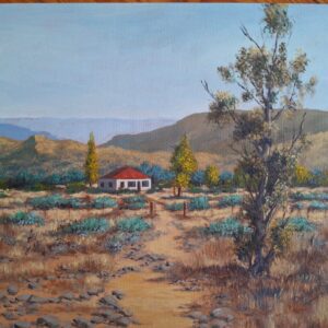 Karoo Farmhouse with Blue gum tree