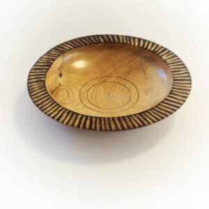 Burned and Carved Rim Dish